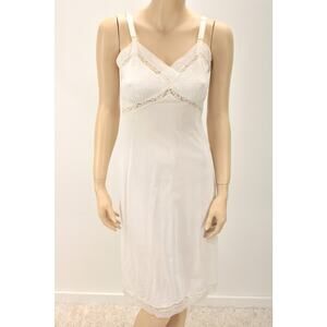 Vintage Snowdon Full Slip size 34 Pretty Lace Trim Wide White Satin Straps